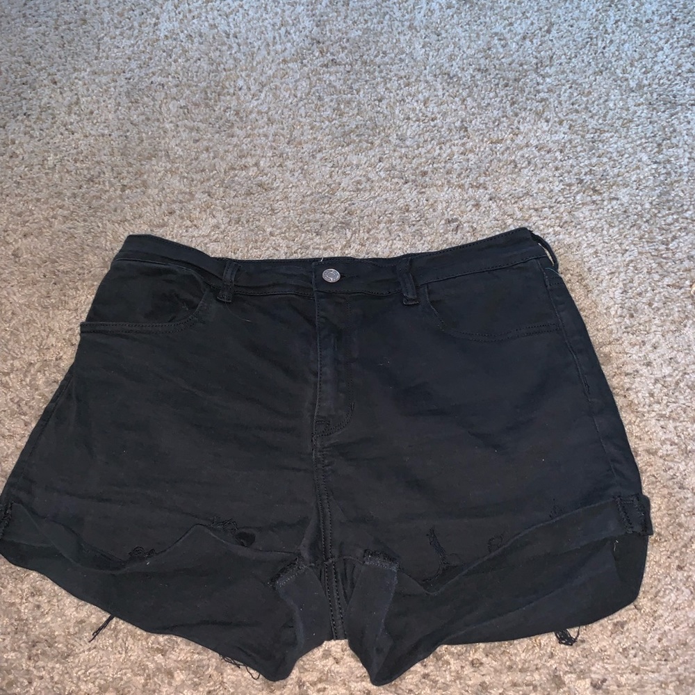 High rise denim shorts